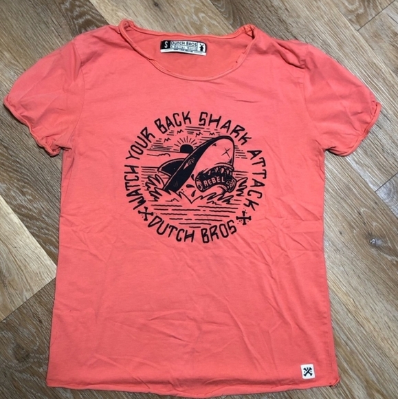 Dutch Bros Womens Shark Attack Shirt Size Medium - Picture 1 of 4